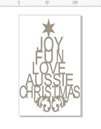 Aussie Xmas, Christmas tree MINI   36 x 57 mm  Pack of 10 , Aust